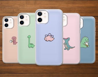 Cartoon Dinosaur Phone Case Simple Dino Cover for iPhone 17Pro, 16, 15, 14, 13, 12, Samsung S25, S24, S23FE, S22, A16, A26, A56, Pixel 10, 9