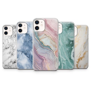 Marble Phone Case Glossy Stone Cover for iPhone 16Pro, 15, 14, 13, 12, Samsung S25, S24, S23FE, S22, A16, A56, Pixel 9, 9Pro, 8A