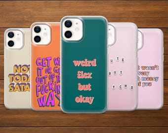Etui na telefon z zabawnym cytatem i powiedzeniem na iPhone'a 17Pro, 16, 15, 14, 13, 12, Samsunga S25, S24, S23FE, S22, A16, A56, Pixel 10, 9Pro
