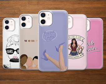 Boss Girl Phone Case Women Feminist Cover for iPhone 17Pro, 16, 15, 14, 13, 12, Samsung S25, S24, S23FE, S22, A16, A56, Pixel 10, 9Pro, 8A