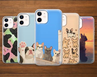 Frenchie Handyhülle Bulldogge Mops Cover für iPhone 17Pro, 16, 15, 14, 13, 12, Samsung S25, S24, S23FE, S22, A26, A56, Pixel 10, 9