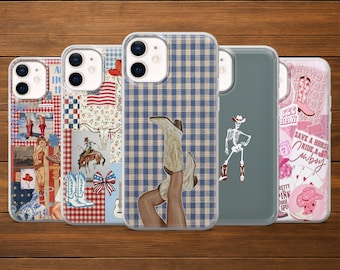 Coque de téléphone style cowgirl américaine western pour iPhone 18 Pro, 17, 16, 15, 14, 13, Samsung S26, S25, S24, S23, A16, A56, Pixel 11, 10 Pro