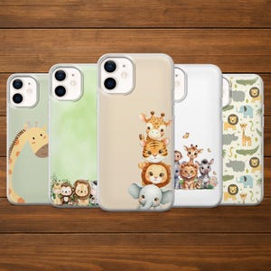 Safari Baby Phone Case Lion Giraffe Cover for iPhone 17Pro, 16, 15, 14, 13, 12, Samsung S25, S24, S23FE, S22, A16, A56, Pixel 10, 9Pro, 8A
