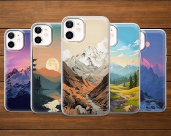 Mountain Phone Case Landschaft Cover für iPhone 17Pro, 16, 15, 14, 13, 12, Samsung S25, S24, S23FE, S22, A16, A26, A56, Pixel 10, 9