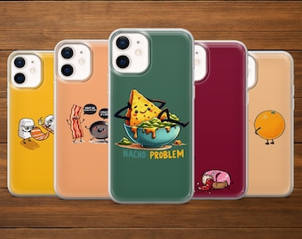 Funny Food-telefoonhoesje Silly Snack Cover voor iPhone 17Pro, 16, 15, 14, 13, 12, Samsung S25, S24, S23FE, S22, A16, A26, A56, Pixel 10, 9Pro