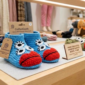 Wzór na szydełkowe kapcie potwory dla dzieci, dorosłych, zabawne i przytulne, PDF DIY