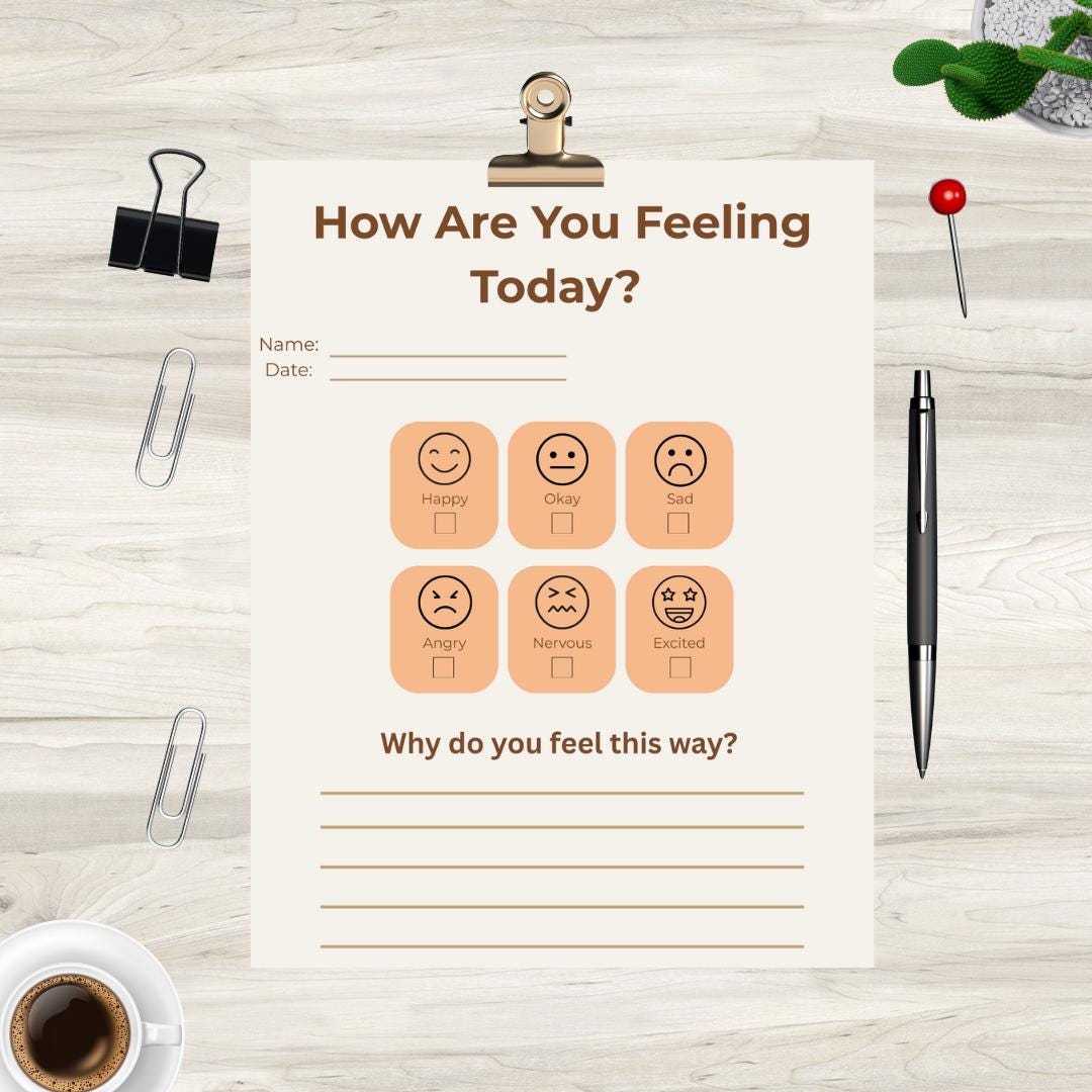 Student Emotions Check-in Worksheet | SEL Printable for Kids - Etsy