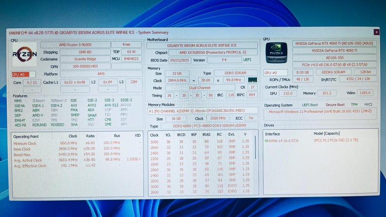 May include: A screenshot of a computer system summary, displaying CPU, motherboard, memory, and GPU information. The display includes the Ryzen logo, NVIDIA GeForce graphics, and various technical specifications.