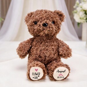 Personalized Flower Girl Teddy Bear Ring Bearer Teddy Bear Soft Plush Toy Flower Girl Proposal Page Boy Gift Wedding Party Gifts image 2