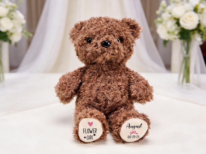 Personalized Flower Girl Teddy Bear Ring Bearer Teddy Bear Soft Plush Toy Flower Girl Proposal Page Boy Gift Wedding Party Gifts image 2