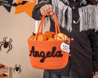 Cestino di caramelle di Halloween personalizzato, cestino di dolcetto o scherzetto, cestino di dolcetti di Halloween, borsa di dolcetto o scherzetto, borsa di caramelle, regalo di Halloween, borsa di Halloween