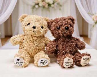 Personalized Flower Girl Teddy Bear Ring Bearer Teddy Bear Soft Plush Toy Flower Girl Proposal Page Boy Gift Wedding Party Gifts