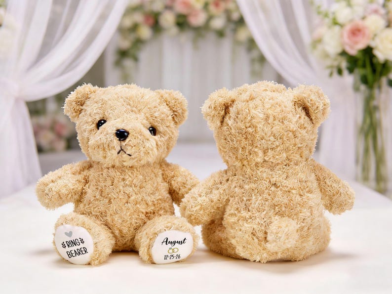 Personalized Flower Girl Teddy Bear Ring Bearer Teddy Bear Soft Plush Toy Flower Girl Proposal Page Boy Gift Wedding Party Gifts image 7