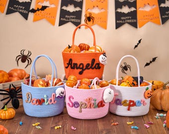 Cestino di caramelle di Halloween personalizzato, cestino di dolcetto o scherzetto, cestino di dolcetti di Halloween, borsa di dolcetto o scherzetto, borsa di caramelle, regalo di Halloween, borsa di Halloween