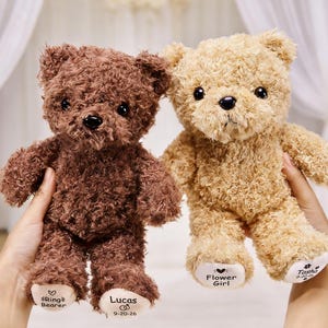 Personalized Flower Girl Teddy Bear Ring Bearer Teddy Bear Soft Plush Toy Flower Girl Proposal Page Boy Gift Wedding Party Gifts image 3