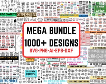 1000 SVG Bundle, Cricut & Silhouette , T Shirt SVG Designs , Commercial Use, Instant Download