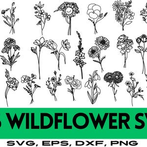 Wildflower Svg Bundle,Flower svg,Floral svg Bundle,Minimalist Flower Bouquet,Floral svg,Botanical svg,nature svg, flower sketch svg