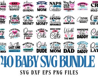 Baby Quotes SVG Bundle | Newborn Baby Shower SVG Files for Cricut & Silhouette | Digital Download for Onesies, Mugs, Nursery Decor