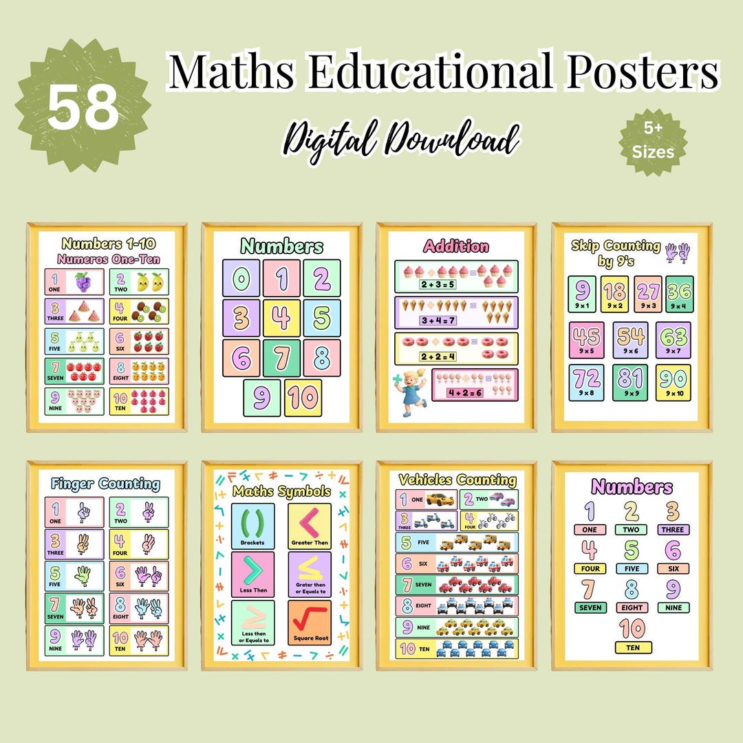 Preschool Math Printable Worksheets Bundle for Kids Ages 3–8 ...