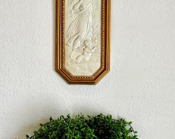 Juego de decoración de pared con dardos vintage / Placa de ángel y bolsillo de pared