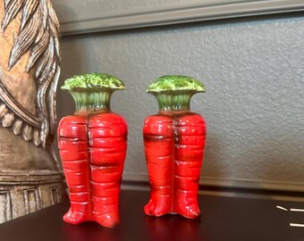 Saleros y pimenteros vintage / Cerámica japonesa / Salero y pimentero de verduras pintados a mano / Cocina estilo cottagecore