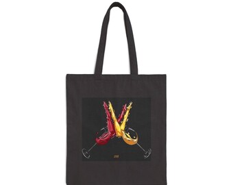 Splash Design Tote Bag: Red & Gold Clinking Glasses - Beach Companion