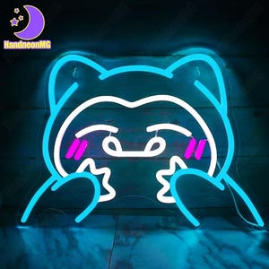 Smile Anime LED Neon Sign, Lazy Anime Character Night Light, Cute Cartoon Neon Light, Man Cave Game Gifts, Kid&#39;s Room Decor, Wall Decor Art