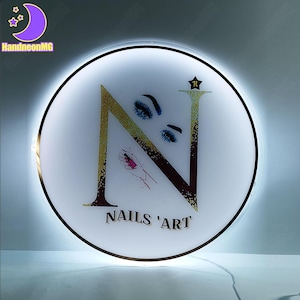 Custom 3D Business Logo Sign, Acrylic Beauty Salon Backlit Sign, UV Lighted Logo Sign for Business,Beauty Bar,Wall and Door Office Sign,Gift
