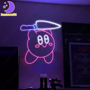 Cute Pink Anime LED Neon Sign, Kawaii Game Neon Light, Kids Room Decor, Game Character Acrylic Neon Sign, Gaming Room Man Cave Wall Art,Gift