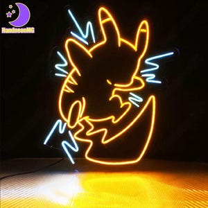 Lightning Yellow Anime Neon Sign, Cute Cartoon LED Neon Light, Kid&#39;s Room Decor,Mancave Neon Sign,Custom Neon Bar Sign,Bedroom Wall Art,Gift