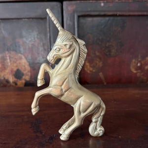 Vintage Brass Unicorn Figurine: Mid-Century Mythical Decor
