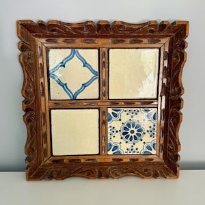Mexican Talavera Tile Tray | Hand Painted Decorative Serving Tray | Colorful Folk Art Kitchen Decor