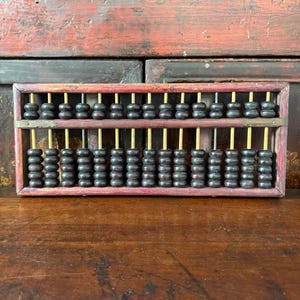 Vintage Wooden Abacus: Retro Math Calculator, Mid Century Decor