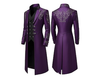 Viktorianischer Gothic Frack | Elegante Baumwolle Steampunk Jacke für Männer | Vintage Cosplay Langer Mantel | Formelle Maskerade & Festival Wear