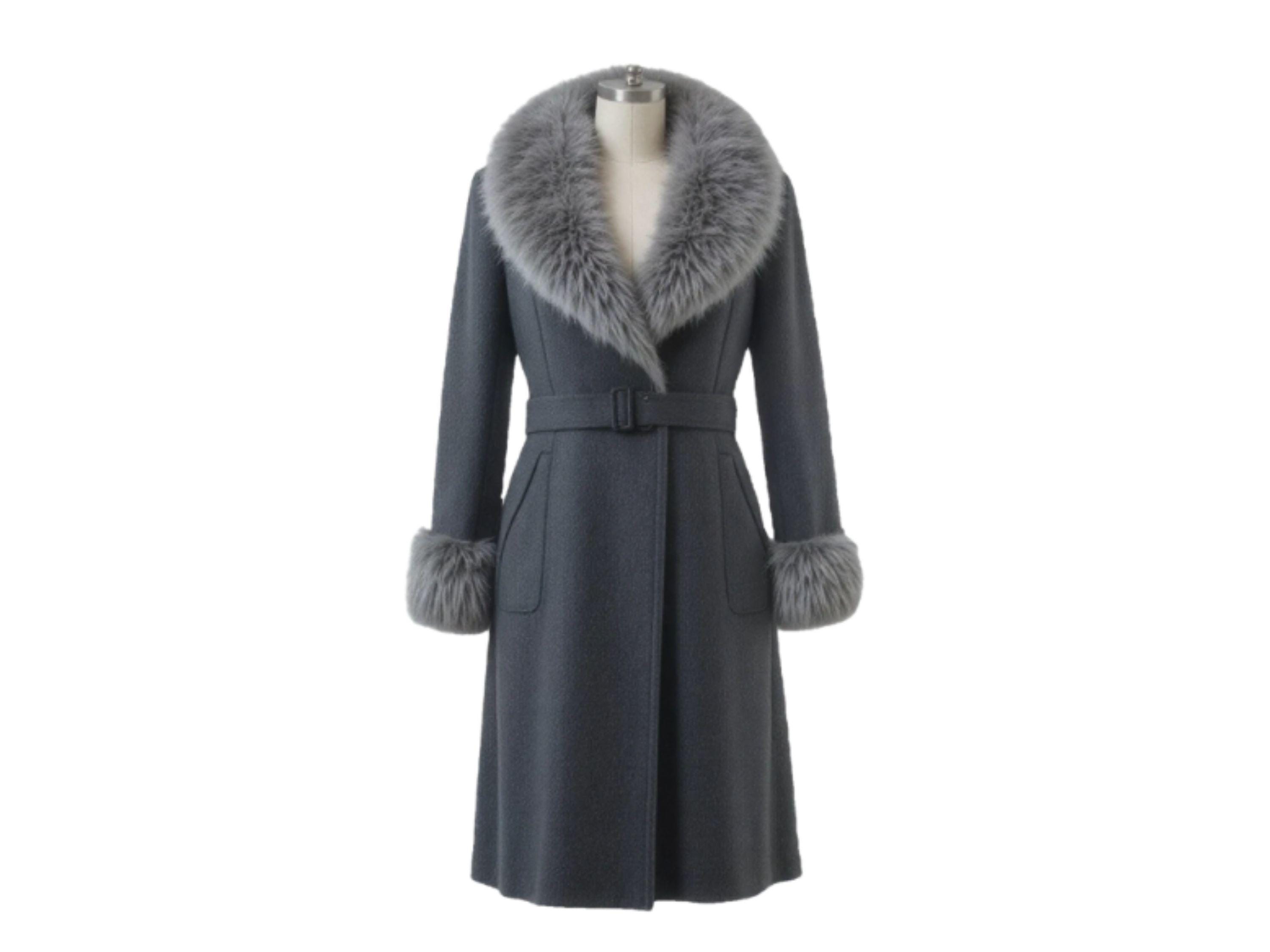 Vintage Gray Wool Fur Coat - Etsy display picture 1