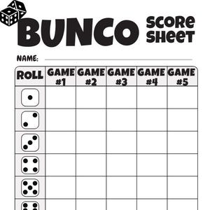 Bunco Score Sheet