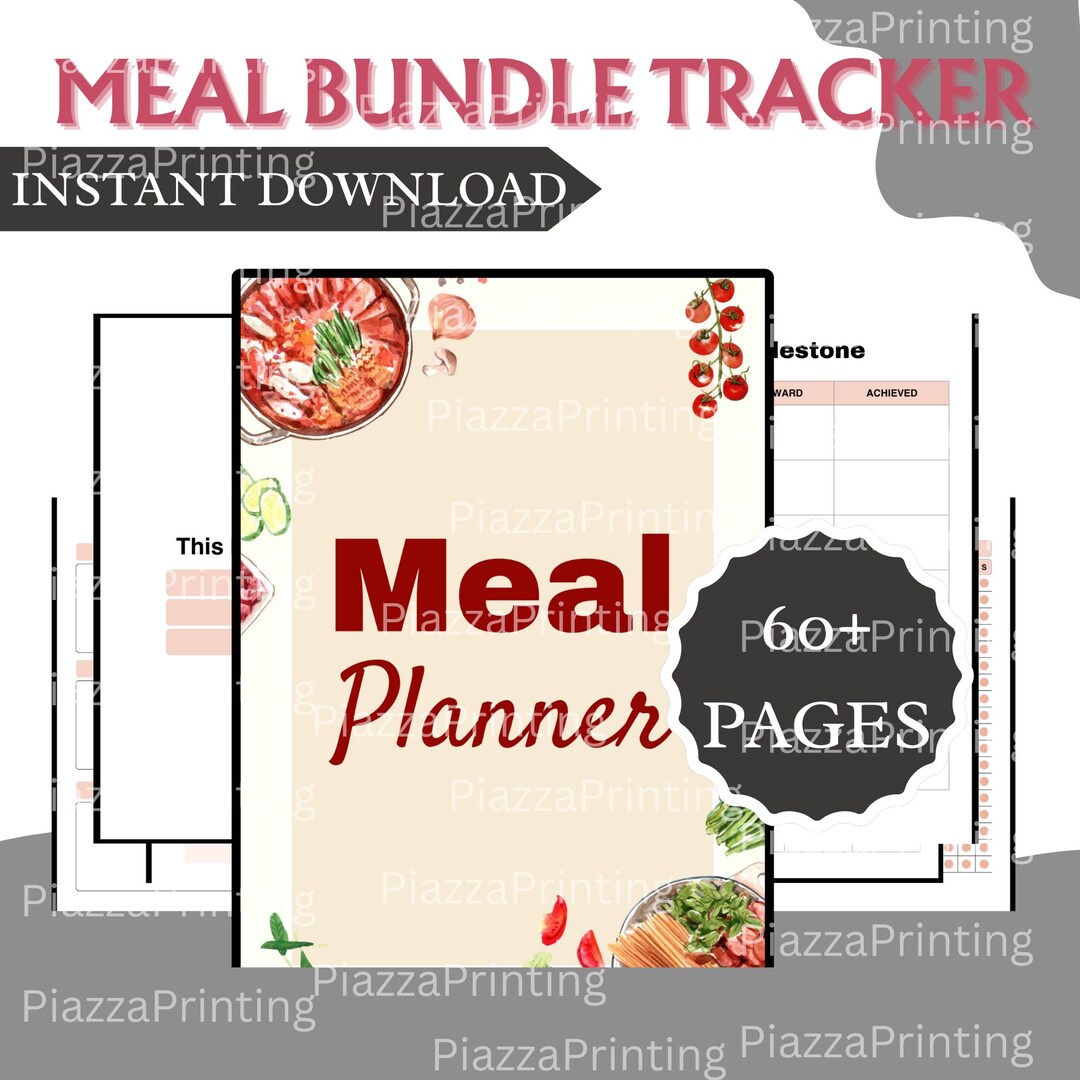 Editable Meal Bundle Planner, Printable Food Journal, Menu Plan & Prep ...