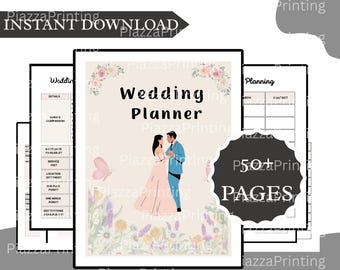 Planificador de bodas editable, libro de planificación de bodas, lista de verificación para el plan de boda, lista de tareas pendientes, cronograma del día de la boda y presupuesto.