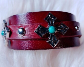Leather, Steel and Love Handmade Bracelet.
