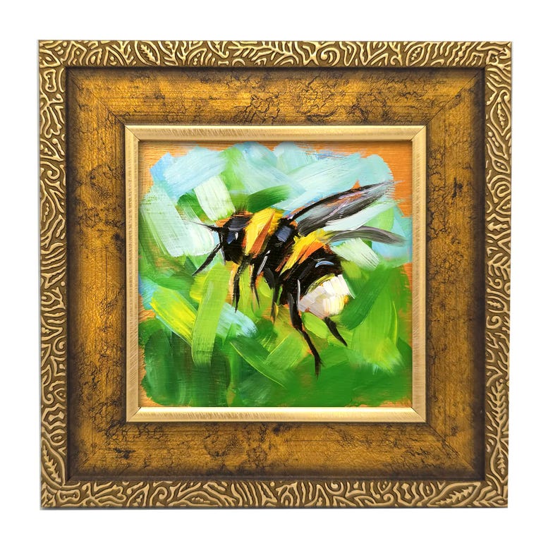 Bumblebee Oil Painting Original Bee Art, Garden Wall Decor Gift - Etsy