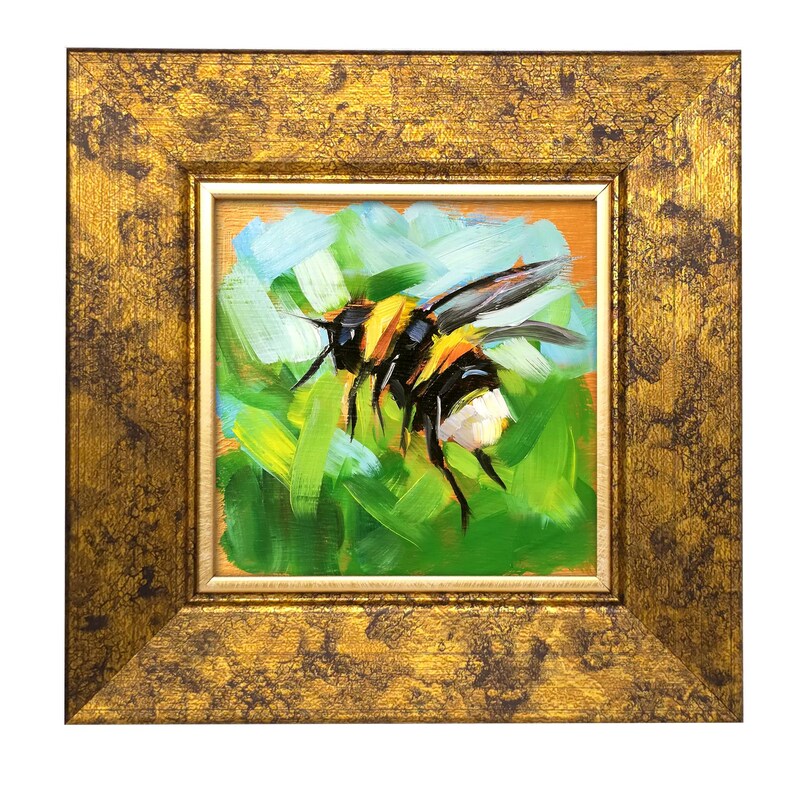 Bumblebee Oil Painting Original Bee Art, Garden Wall Decor Gift - Etsy