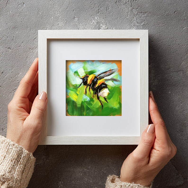 Bumblebee Oil Painting Original Bee Art, Garden Wall Decor Gift - Etsy