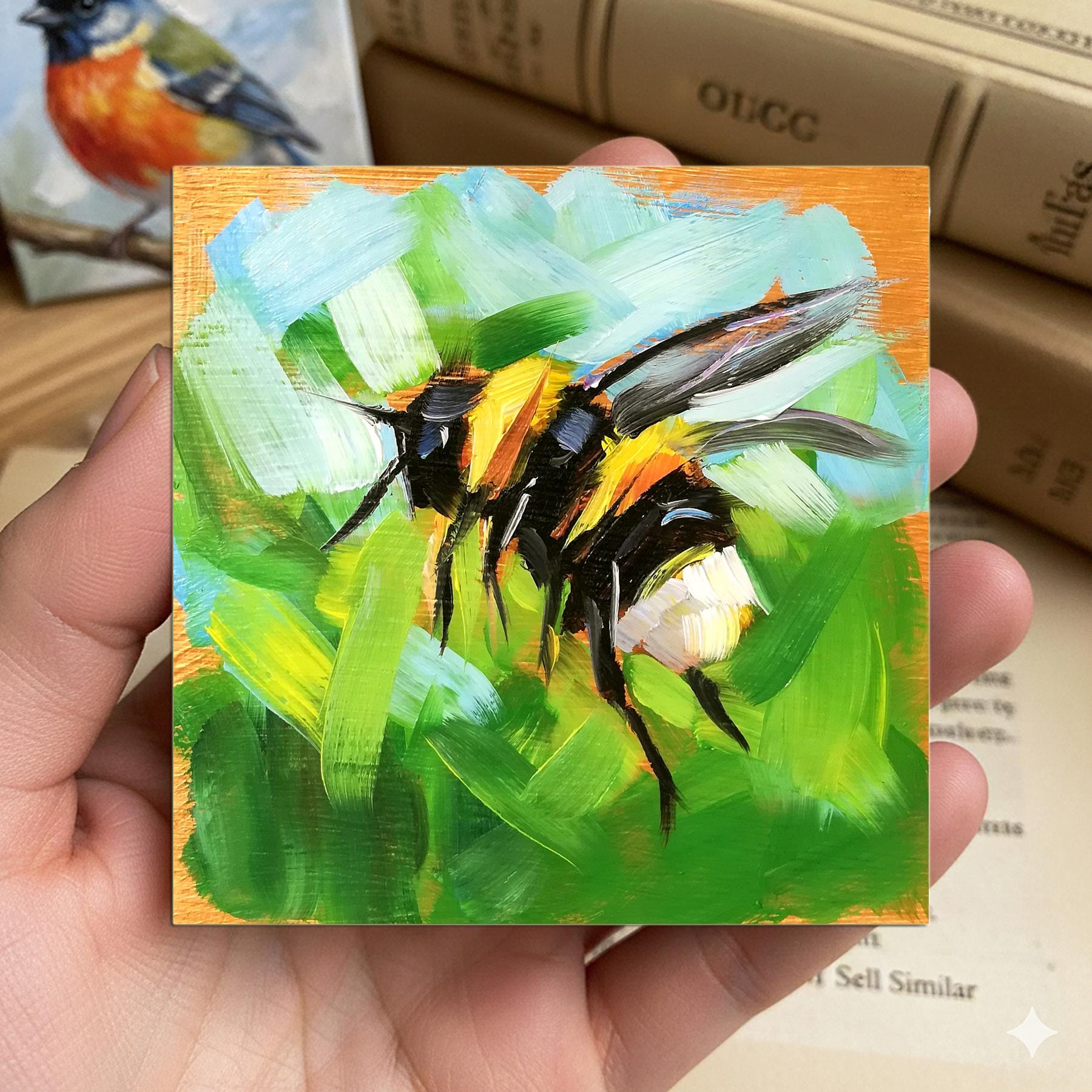 Bumblebee Oil Painting Original Bee Art, Garden Wall Decor Gift - Etsy