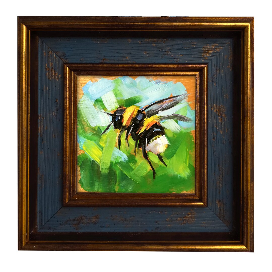 Bumblebee Oil Painting Original Bee Art, Garden Wall Decor Gift - Etsy