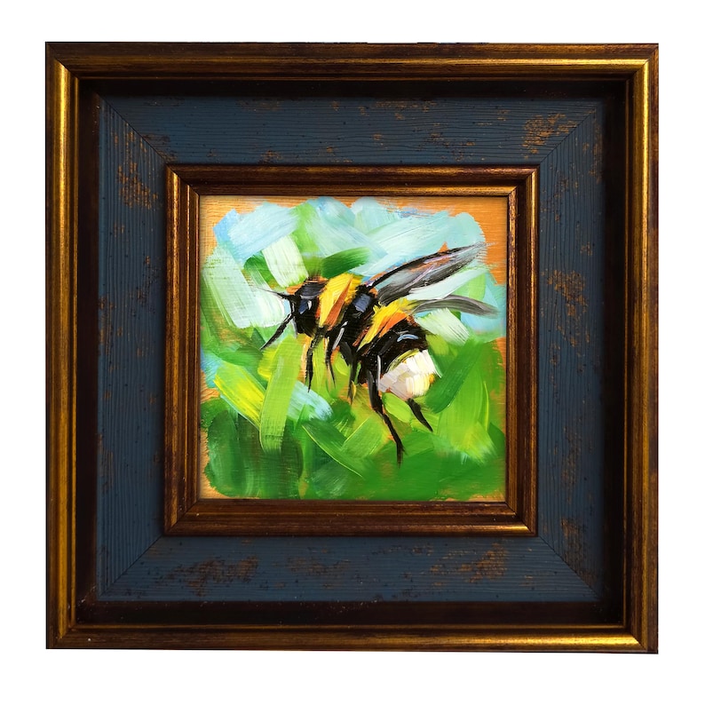 Bumblebee Oil Painting Original Bee Art, Garden Wall Decor Gift - Etsy