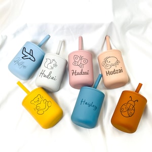 Custom Silicone Baby Tumbler, Personalized Sippy Cup for Toddlers, Name Engraved Training Cup, Perfect Gift for Baby Boys & Girls