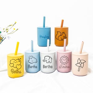 Personalized Silicone Sippy Cup, Custom Baby Tumbler with Name Engraving, Toddler Training Cup, Ideal Baby Shower Gift
