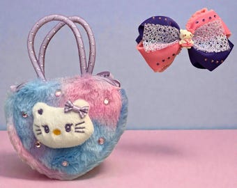 Hello kitty purple purse &hair bow set