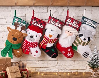 Personalized Christmas Stocking, 2026 Applique 3D Family Stockings with Yarn Name, Holiday Decor,Christmas Gifts