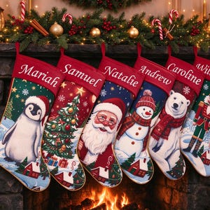 Personalized Luxury Vintage Needlepoint Stocking,Embroidered Velvet Stocking with Name,Holiday Decor,Christmas Gifts,Christmas Decor